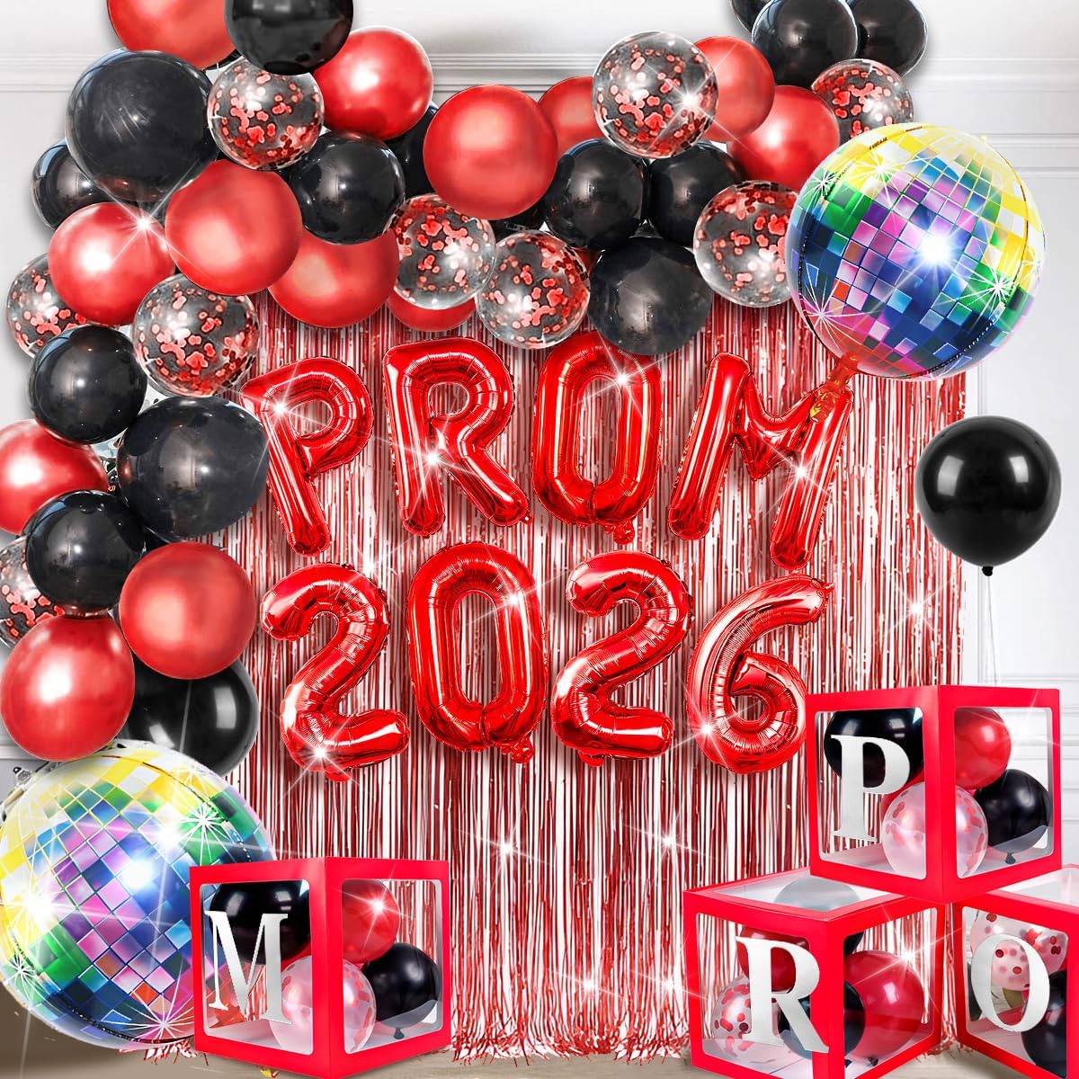 ZIOTL Party Decorations Balloon Box Balloon Garland Arch Foil Fringe Curtain Disco Ball Photo Booth Props Backdrop Decor